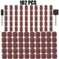 ✁☬☞ 102pcs/set 80Grit Sanding Drums Kit Sanding Band 1/2 1/4 Inch Sand Mandrels Fit for Dremel Nail Drill Rotary Abrasive Tools