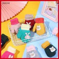 ZHEZHE 1-6ปี เด็ก เด็ก น่ารัก เชือกอุ่น ฤดูหนาว ถุงมือ Thicken Mittens ถุงมือถัก ​