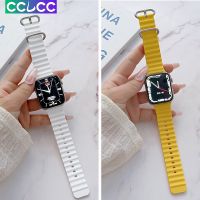 สายนาฬิกา CCLCC Ocean สำหรับสายคาด Apple Watch 49มม. 45มม. 44มม. 40มม. 41มม. 42มม. สมาร์ทวอท์ชสร้อยข้อมือซิลิโคนอัลตร้าซีรี่ย์8 7 6 5 3 Se 49มม. 45มม.