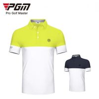 PGM Men Summer Golf T-shirt Short Sleeve Elastic Breathable Quick Dry Fit Polo Shirts Sport Wear Tennis Clothes YF461