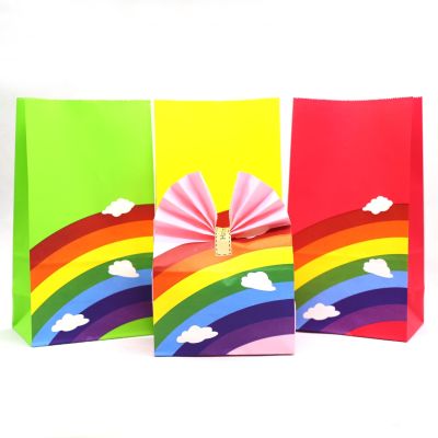 Colorful Rainbow paper bagskraft gift paper bag Party Favor Wedding Paper Bag Treat Bag 10pcs/lot