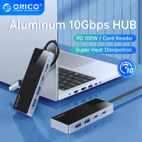 ORICO 4พอร์ต USB ฮับ3.0,บางเฉียบ USB ข้อมูลฮับ PD100W Super Charging, Type C + USB 3.0 Protable Computer อะแดปเตอร์สำหรับ MacBook, Mac Pro, Mac Mini,iMac, Surface Pro, XPS, PC,แฟลชไดร์ฟ,HDD มือถือ