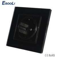 Eesooli แผงปลั๊กมาตรฐานเต้าเสียบไฟผนังสีดำ GB-C7C1EU-1ยุโรปไม่มีกระจกมาถึง16A EU คริสตัลไฟฟ้า