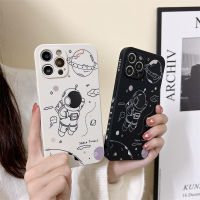 [Astronaut-Space Travel] เคสมือถือ ซิลิโคน แบบนิ่ม ขอบเหลี่ยม สำหรับ Iphone 14 13 Mini 12 11 Pro X XS Max XR 8 7 6 6s Plus SE 2020 SE3 2022 Camera Full Protection Cartoon Cute Soft Casing