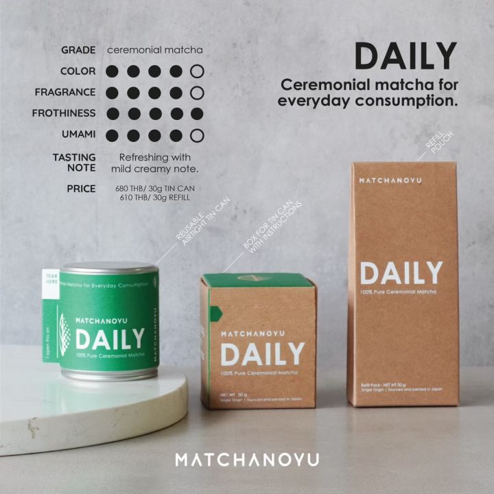 มัทฉะ-100-เกรดพิธีชงชา-นำเข้าจากญี่ปุ่น-3แพค-matchanoyu-daily-matcha-bundle-refill-pack-3-แพค-ไม่มีกระปุก