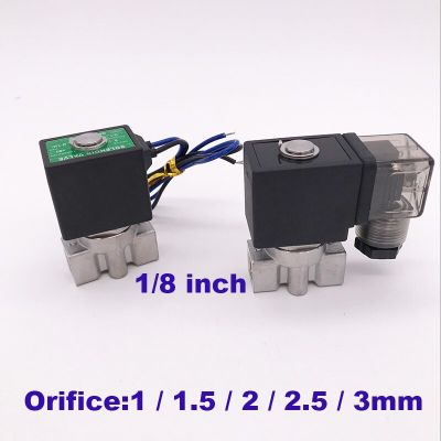 Normally Close 2 Way Stainless steel water solenoid valve NC 1/8" BSP 12 24V DC Orifice 1/1.5/2/2.5/3mm NBR SPU ss304 valve wire