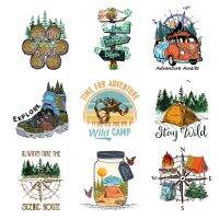 Wild Life Camping Adventure Mountain Iron-On Transfer For Clothing Patches DIY Washable T-Shirts Thermo Sticker Applique Haberdashery