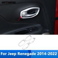 สำหรับ Jeep Renegade 2014-2019 2020 2021 2022มื่อจับประตูด้านในเคลือบขอบสติกเกอร์ตกแต่งฝาครอบอุปกรณ์เสริมตกแต่งรถหมวกครอปกระจกรถ