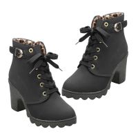 Ready StockWomen High Top Heel Lace Up Buckle Ankle Boots