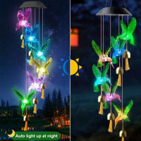 Color changing Solar Wind Chime Crystal Ball Hummingbird Wind Chime Lamp Waterproof Outdoor Use for Courtyard Garden Decoration