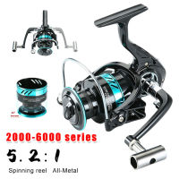 [ขายดี] โลหะทั้งหมด1000-6000 Spinning Reel 5.2:1ความเร็วสูงล่อตกปลาลวดพับได้ตกปลาน้ำจืดน้ำเค็มอุปกรณ์ตกปลา