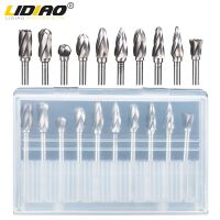 LIDIAO 3mm Shank Carbide Rotary Burr Grinder เจาะแกะสลัก Meatl Wood Aluminum Single Cut Rotary Tools Milling Cutter