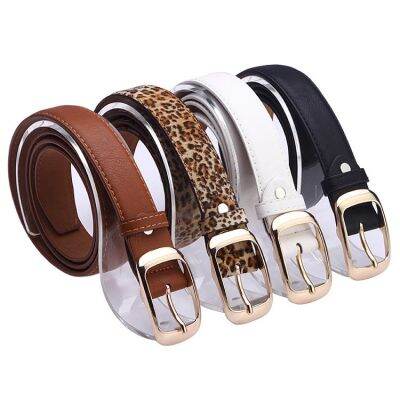 New Womens Thin Belt Fashion Leather Version of The Metal Buckle Belt