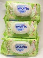 (แพ็ค3ห่อสุดคุ้ม) Molfix Wet Wipes ทิชชูเปียกจากธรรมชาติ อ่อนโยน ปลอดภัยกับผิวลูกน้อย สูตร Natural Hygienic---สีเขียว--