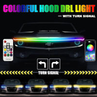 Colorful Car Hood Light LED Strip With Turn Signal DRL Daytime Running Lights Auto Head Lamp Remote App RGB Flowing Styling 12V