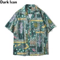 Dark Icon Bandana Printed Hawaiian Shirt Men Turn-down Collar Polo Shirt Short Sleeved Shirts for Man