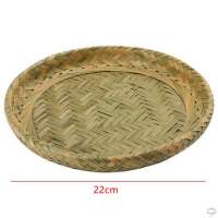 Round Bamboo Tray Bohemian Chic Wicker Tray Woven Rattan Chinese Traditional Flat Candy Fruit Basket Kitchen Farmhouse Storage