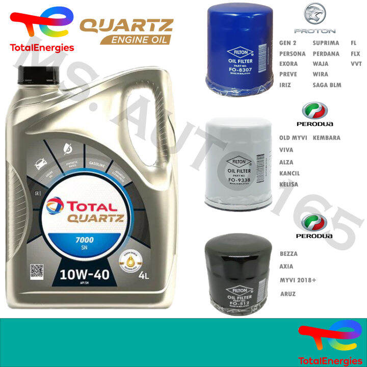 TOTAL 10w40 4L Semi Synthetic SN Engine Oil Car Lubricant 10w40 Minyak