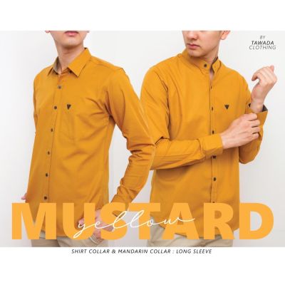 เสื้อเชิ้ตสีเหลืองมัสตาร์ดแขนยาวทรง Slimfit ผ้า Oxford Cotton100% แบรนด์ TAWADA รุ่น T019-MUSTARD