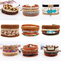 Fashion Gypsy Weave Hemp Rope Woman Bracele Handmade Boho Charm Stackable Wrap Bracelets Multi-layer Adjustable Bracelets Bangle Charms and Charm Brac