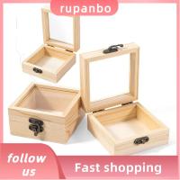 RUPANBO039392692 1/3pcs สีธรรมชาติ กล่องไม้ห่อของขวัญ 3.5นิ้ว x 3.5นิ้ว x 1.8นิ้ว ไม้/แก้ว กล่องไม้เก็บของใช้ในครัวเรือน สามารถให้บริการได้ กล่องไม้เก็บภาพ ห้องนั่งเล่นในห้องนั่งเล่น