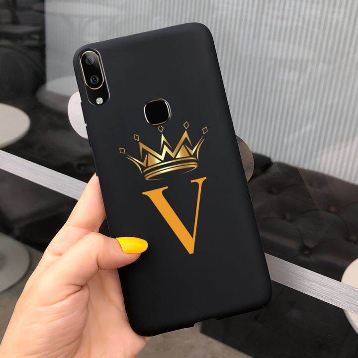 สำหรับ-vivo-v11i-เคสมือถือซิลิโคนนิ่มมงกุฎดอกไม้ตัวอักษรผ้าหุ้มหลังทาสี1for-vivov11-v-11i-806เคสใส่โทรศัพท์