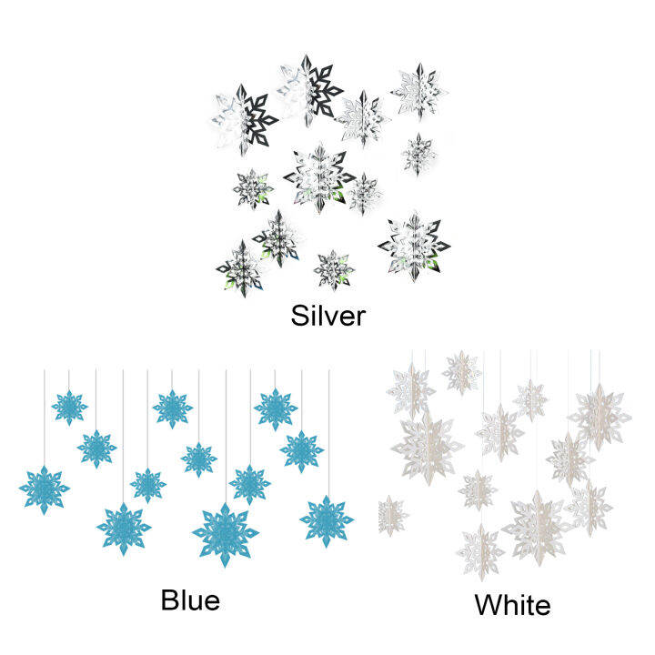 p7tjd-ตกแต่งคริสต์มาสของเทศกาลสีขาวสีเงินประดับมุกติดผนังกันน้ำหลากสีเกล็ดหิมะ3d-ขนาด25ซม-20ซม-15ซม