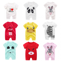 【 Stock】Baby เสื้อผ้าผ้าฝ้ายแขนสั้นเปิดเสื้อคลุมแบบหลวมบอดี้สูทเด็ก0-2ปี