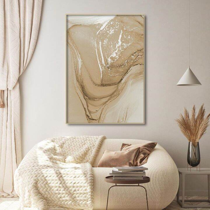 boho-beige-marble-บทคัดย่อ-wall-art-โปสเตอร์ภาพวาดผ้าใบพิมพ์ภาพห้องนั่งเล่นตกแต่งภายในบ้านตกแต่ง