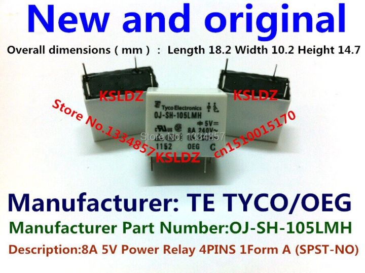 จัดส่งฟรี10ชิ้น/ล็อต100% ใหม่ Te Tyco Oeg Oj-Sh-105lmh Oj-Ss-105lmh 4Pins 8a รีเลย์ไฟฟ้า5vdc