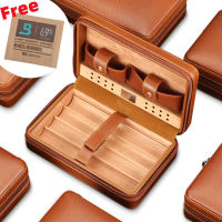 Black Brown Leather Ciggar Case Bag with Humidifier 69% Set Travel Cigaar Box Humidor Tube Smking Accessories