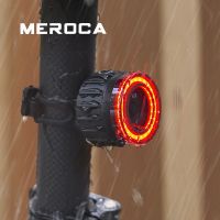 MEROCA Bicycle Rear Light USB Charging High Visibility Multifunction Flashing With Brake Sensor Tail Light MTB Road Bike Lamps Shield  Netting