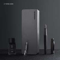 LT Hongdian 6013 Black Metal Fountain Pen Titanium Black Mens Business EFF Curved Nib Rotating Pen Cap Office Gift Ink Pen