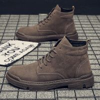 2020 New Men Boots Leather Waterproof Lace Up Boots Men Winter Ankle Lightweight Shoes for Men Winter Casual Non Slip NanX294