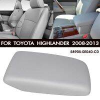 Center Armrest Console Lid Cover Cap PU Center Console Covers Pad for Toyota Highlander/Kluger 2008-2014 Gray