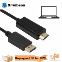 GRWIBEOU Displayport DP to HDMI adapter converter cable 1.8M 6FT DisplayPort to HDMI  for laptop projector TV DP to HDMI adapter Adapters Adapters