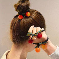 Caribbean sunshine ยางรัดผม เชอร์รี่ ขนาดเล็ก สไตล์เกาหลี Korean color hair ties womens small cherry hair rope child hair ring cute rubber band