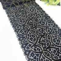 3ylot 9 inch Black golden stretch elastic lace trim with glitter trimming garment accessory DIY material fabric