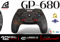 JOYSTICK (อุปกรณ์ช่วยในเกม) SIGNO GP-680 [PC/PS3/ANDROID] (BLACK) 12 FIRE BUTTONS USB 2.0 PORT ประกัน 2 ปี -ของแท้