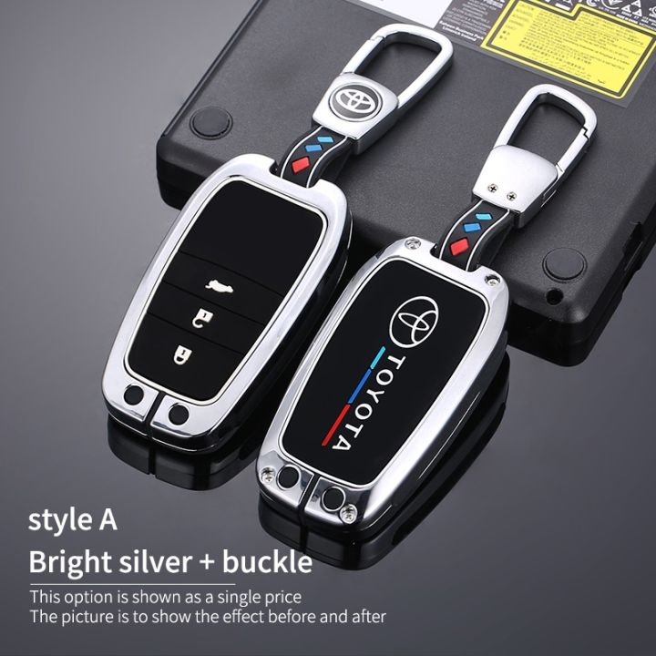 zinc-alloy-car-key-case-cover-holder-for-toyota-rav4-crown-hilux-fortuner-camry-land-cruiser-prado-innova-rav4-fortuner-protect-shell-fob-keyless-remote-car-accessories