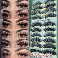 10Pairs 3D Faux Mink Hair False Eyelashes Fluffy Wispy Multilayer Flutter Eye Lashes Extension Make