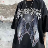 เสื้อยืดแขนสั้นราคาถูกและสบายที่สุด เสื้อยืดแขนสั้น Devil Angel Gothic Retro พิมพ์สำหรับชายและหญิง