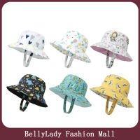 BellyLady หมวกบังแดดเด็กพิมพ์ลายการ์ตูนหมวกถังฤดูร้อนป้องกันแสงแดด,หมวกแก๊ปใส่ตกปลาเด็กวัยหัดเดินแบบพลิกกลับได้สำหรับเด็กหญิงเด็กชายอายุ0-5ปี