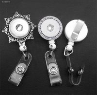 ✤☌☁ Fit 18mm Snap Button Retractable Pull Badge Reel ID Lanyard Name Tag Card Badge Holder Reels Keyring Chain Clip Necklace B01