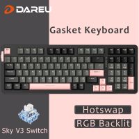 DAREU ชุดแมโครสำหรับเกมส์พีซี A98สวิตช์แบบเส้นตรง98ปุ่มปะเก็นแบบ Hotswable RGB อุปกรณ์เสริมสำหรับนักเล่นเกม KB