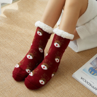 Womens Cute Sock Winter Fuzzy Plush Anti-slip Grip Winter Female Cartoon Fluffy Comfy Cozy Loose Slippers Socks Gifts Christmas