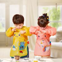 1-10 Years Old Children Bib Little Boy Girl Long Sleeves Apron Child Waterproof Smock Kids Feeding Teething Painting Bibs Aprons