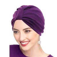 【YF】 Women Satin Lining Turban Cap Muslim Cotton Headscarf Bonnet Elastic Solid Color Female Knot India Hair Loss Chemo