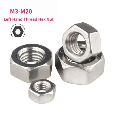 M3-M20 Metric Left Hand Thread Hex Nut 304 Stainless Steel Reverse Thread Hex Hexagon Nuts Left Tooth Nuts