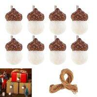 【jw】▩❍☍  8Pcs Felted Wool Acorn Ornaments Pinecone Felt Balls with length Rope